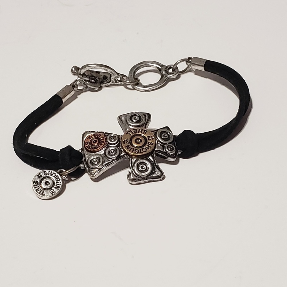 Womens Shotgun Shell Bracelet 22 Gauge Cross‎ Black Western Rustic Outlaw Rugged